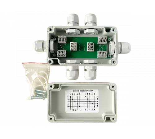 Разветвитель интерфейса RS-485/422 ПР-6 IP65 исп. 1 на DIN-рейку